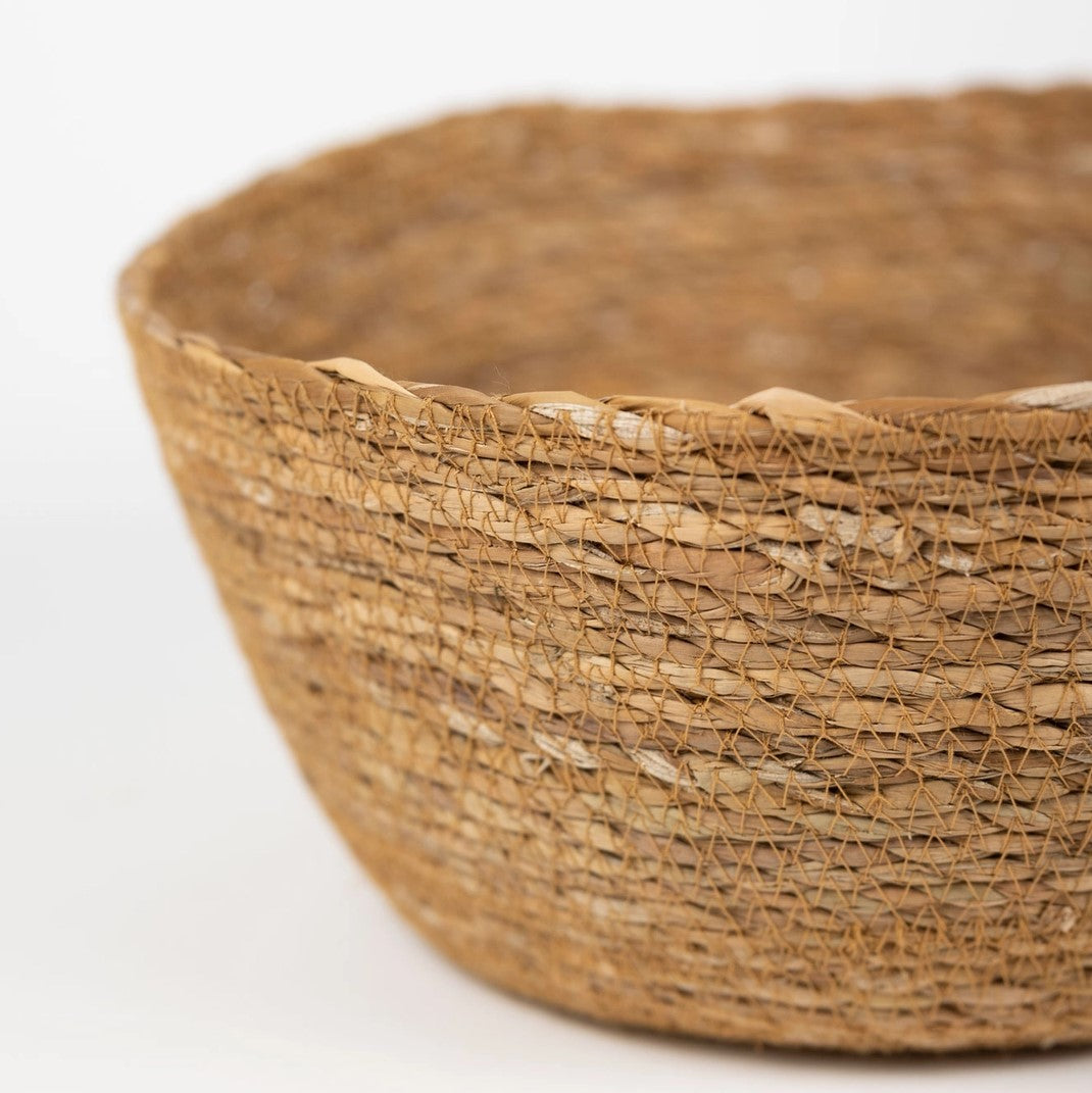 Handmade Large Hogla Grass Basket Bowl | Bangladesh Artisans