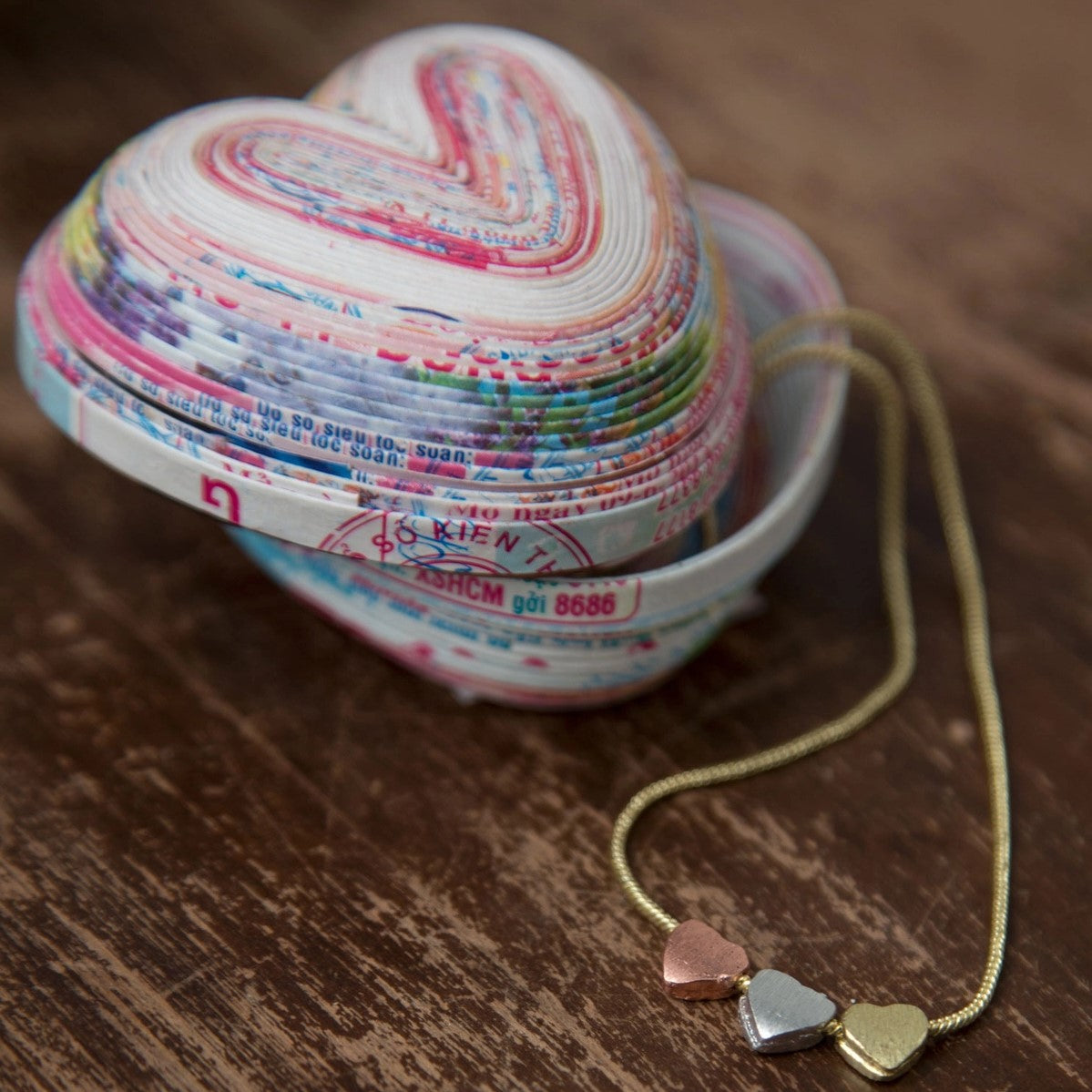 Handcrafted Recycled Magazine Paper Heart Box | Vietnam Artisans