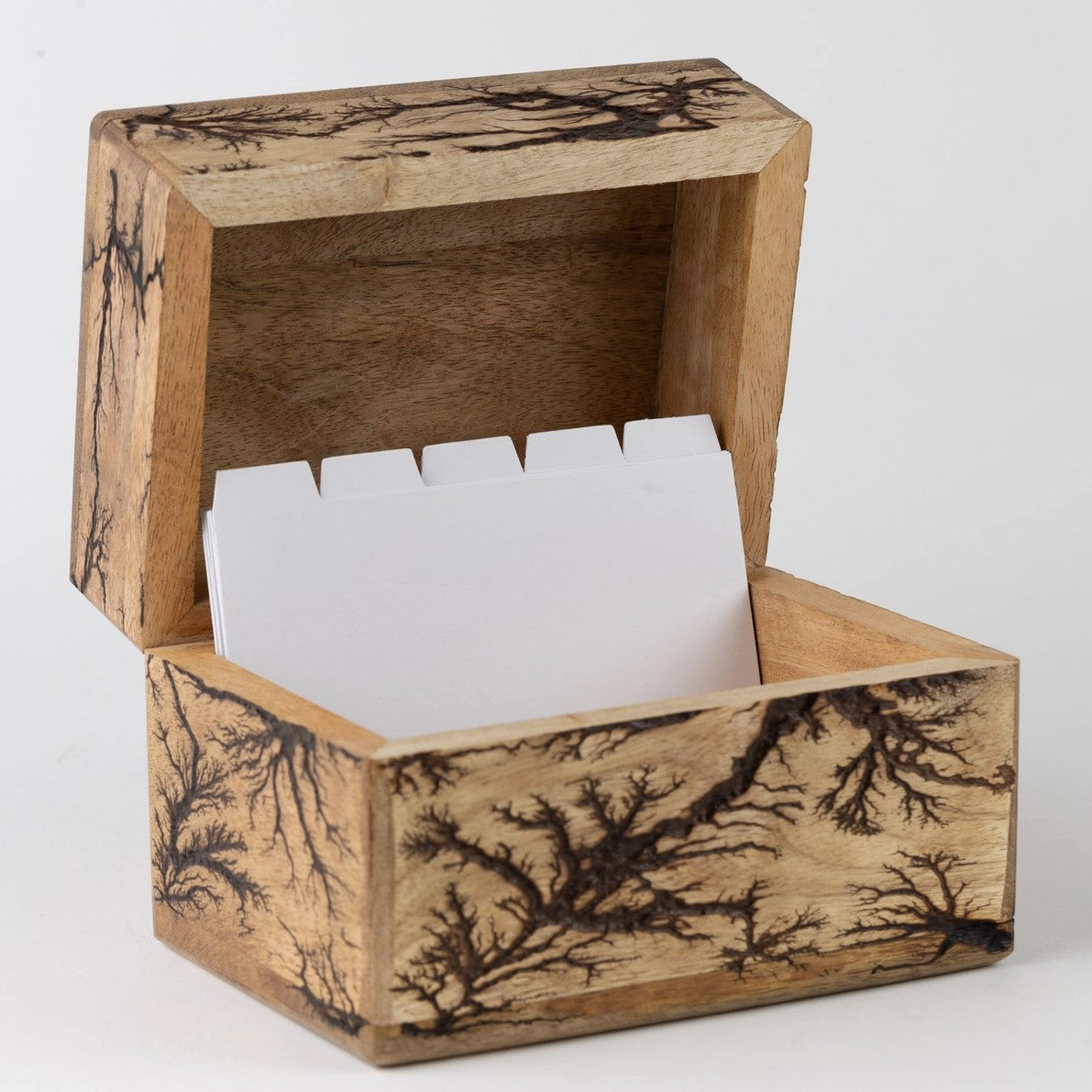 Handcrafted Wood Roots Motif Recipe Box | India Artisans